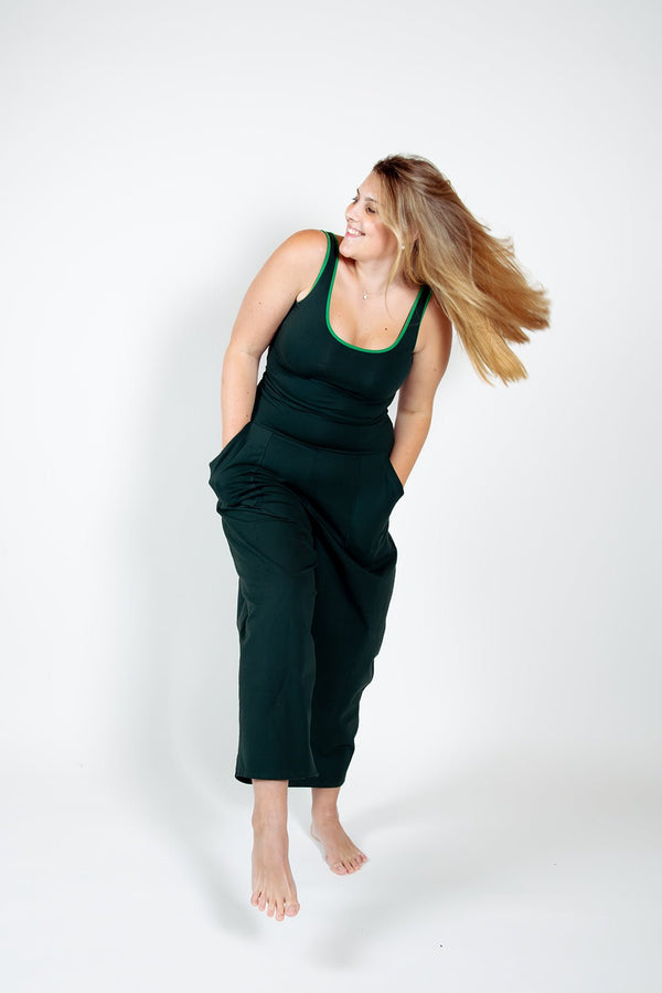 Puff Pants Petite in Forest Green - Manners London
