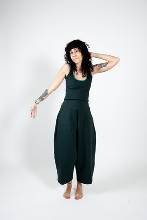 Puff Pants Petite in Forest Green - Manners London