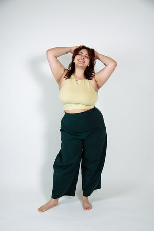 Puff Pants Petite in Forest Green - Manners London