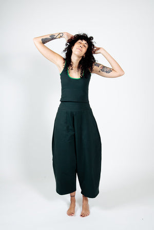 Puff Pants Petite in Forest Green - Manners London