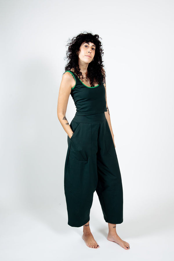 Puff Pants Petite in Forest Green - Manners London