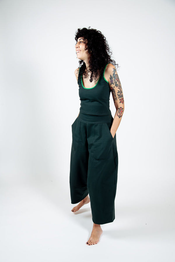 Puff Pants Petite in Forest Green - Manners London