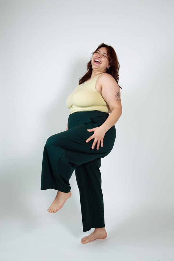 Puff Pants Petite in Forest Green - Manners London