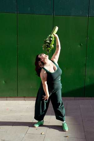 Puff Pants Petite in Forest Green - Manners London