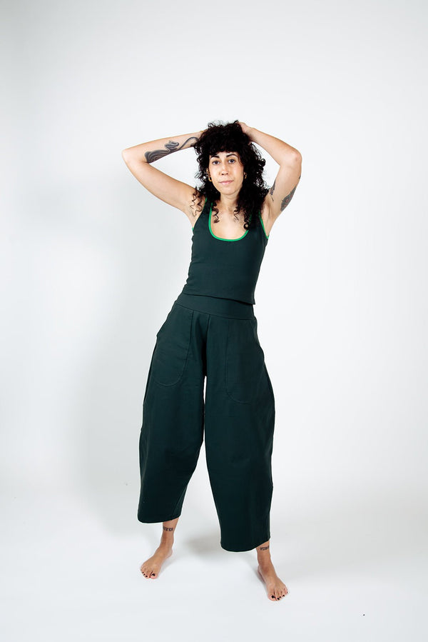 Puff Pants Regular in Forest Green - Manners London