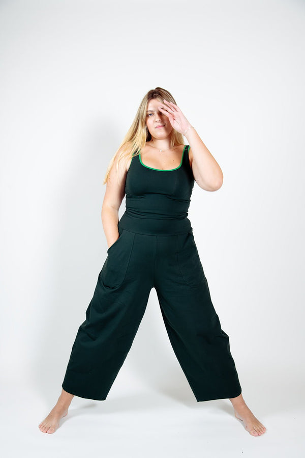 Puff Pants Regular in Forest Green - Manners London
