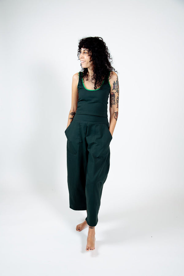 Puff Pants Regular in Forest Green - Manners London