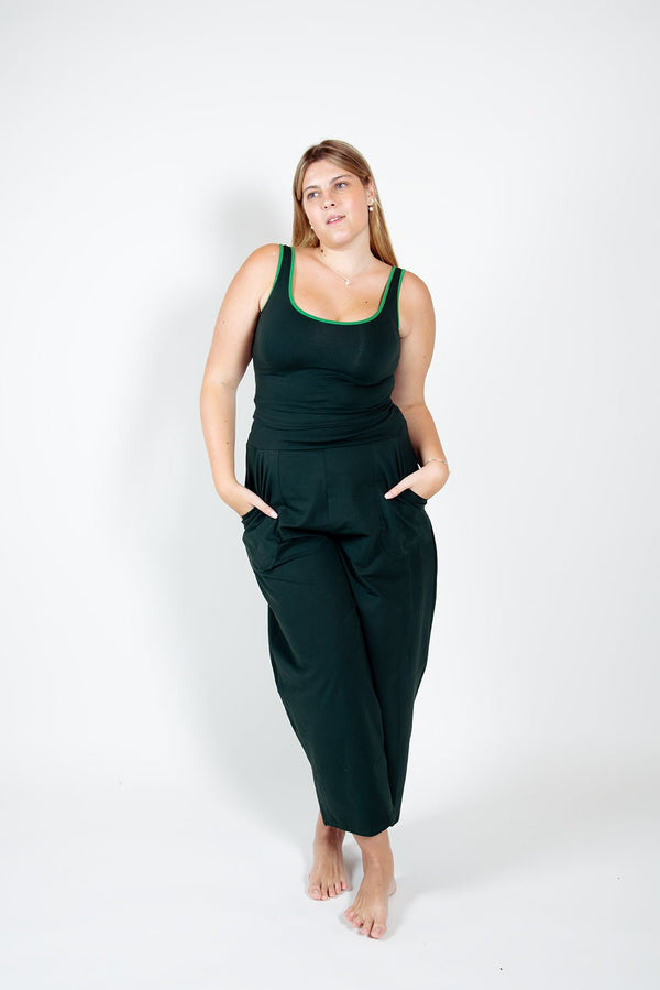 Puff Pants Regular in Forest Green - Manners London