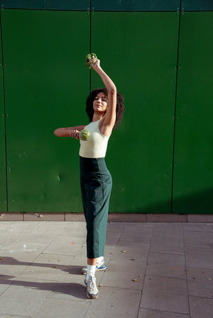 Puff Pants Regular in Forest Green - Manners London