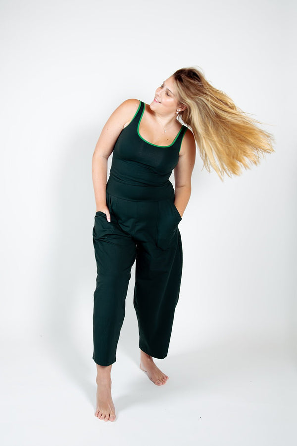 Puff Pants Regular in Forest Green - Manners London