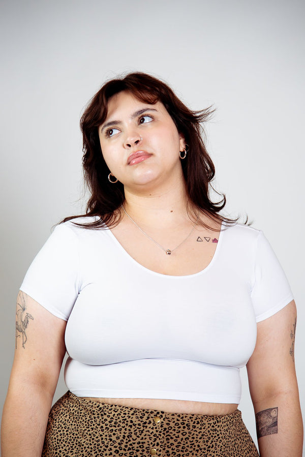 Reversible Crop Tee in White - Manners London