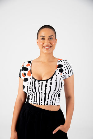 Reversible Crop Top Tee in Cuppa - Manners London