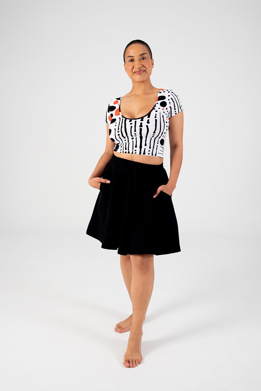 Reversible Crop Top Tee in Cuppa - Manners London