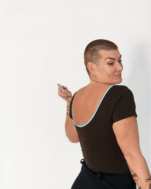 Reversible Full Length Tee in Cafe (crystal seas edging) - Manners London