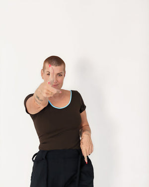 Reversible Full Length Tee in Cafe (crystal seas edging) - Manners London