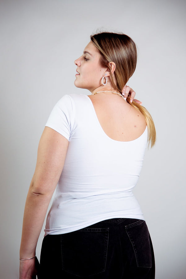 Reversible Full Length Tee Top in White - Manners London