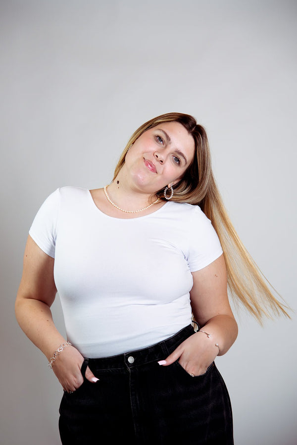 Reversible Full Length Tee Top in White - Manners London