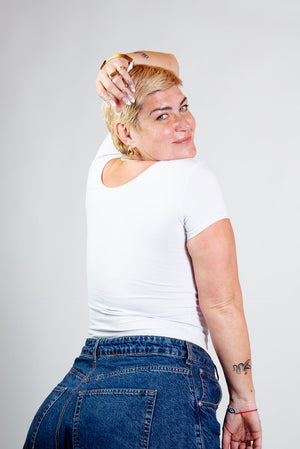 Reversible Full Length Tee Top in White - Manners London