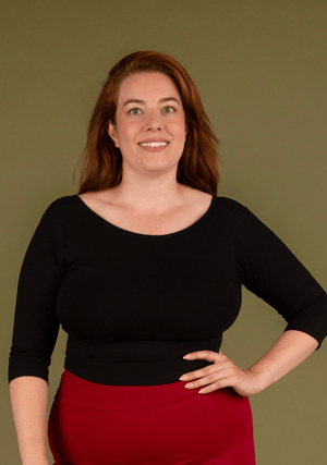 Reversible V - neck Crop Top 3/4 sleeve in Black - Manners London