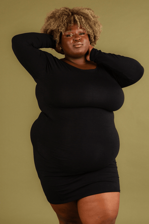 Reversible V - neck Mini Dress in Black - Manners London