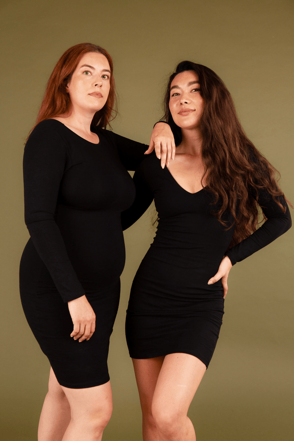 Reversible V - neck Mini Dress in Black - Manners London