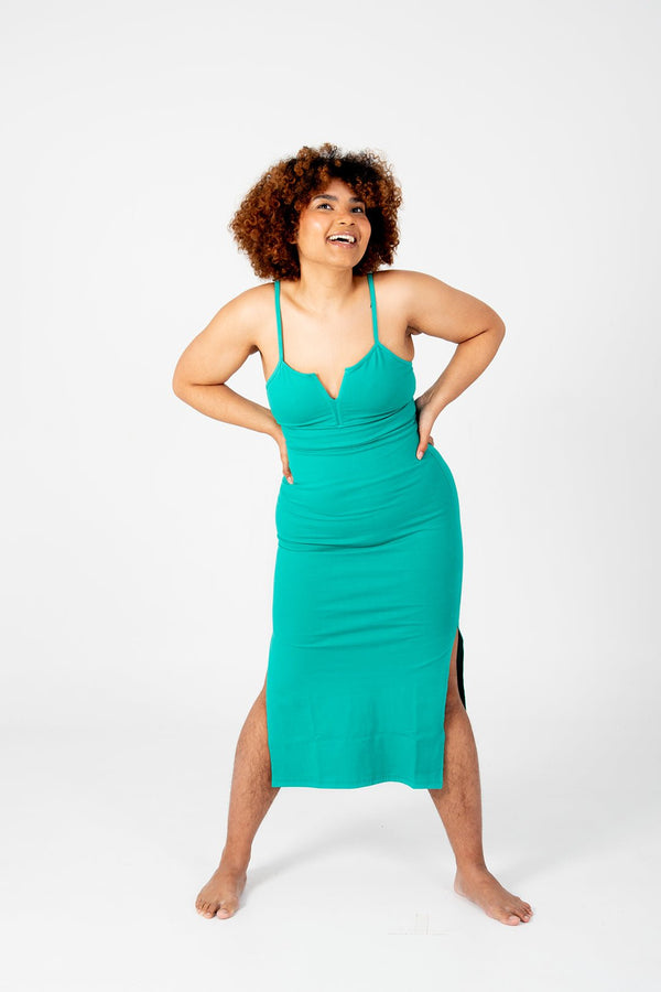 Saffi Midi Dress In Teal - Manners London