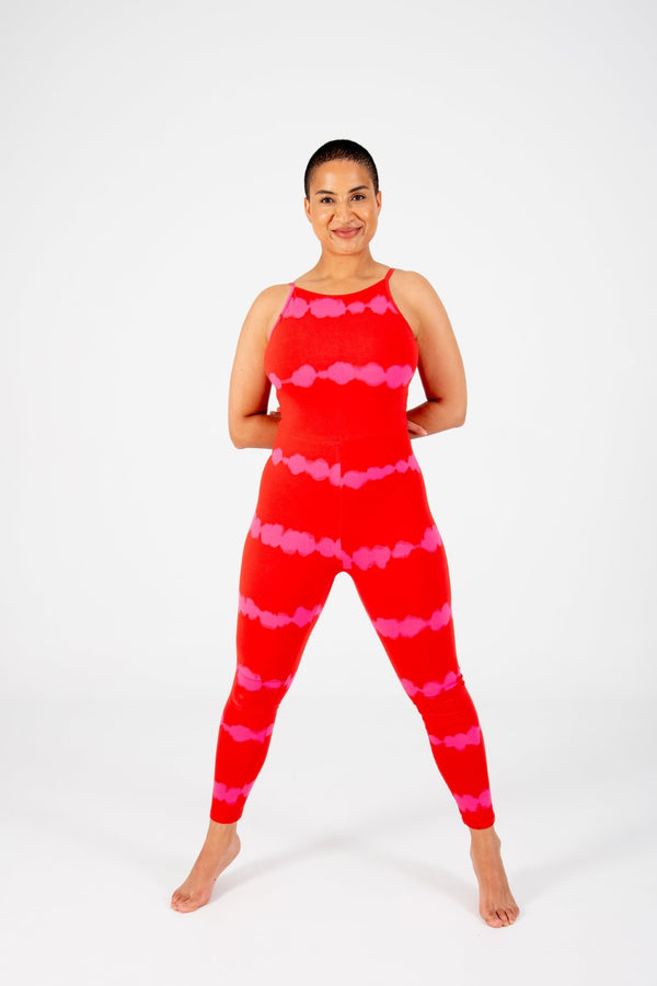 Santai Jumpsuit in Blot Red - Manners London