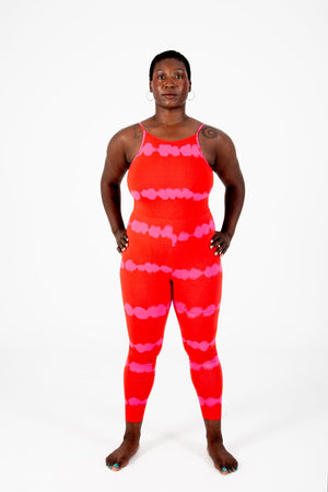 Santai Jumpsuit in Blot Red - Manners London