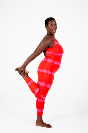 Santai Jumpsuit Tall in Blot Red - Manners London