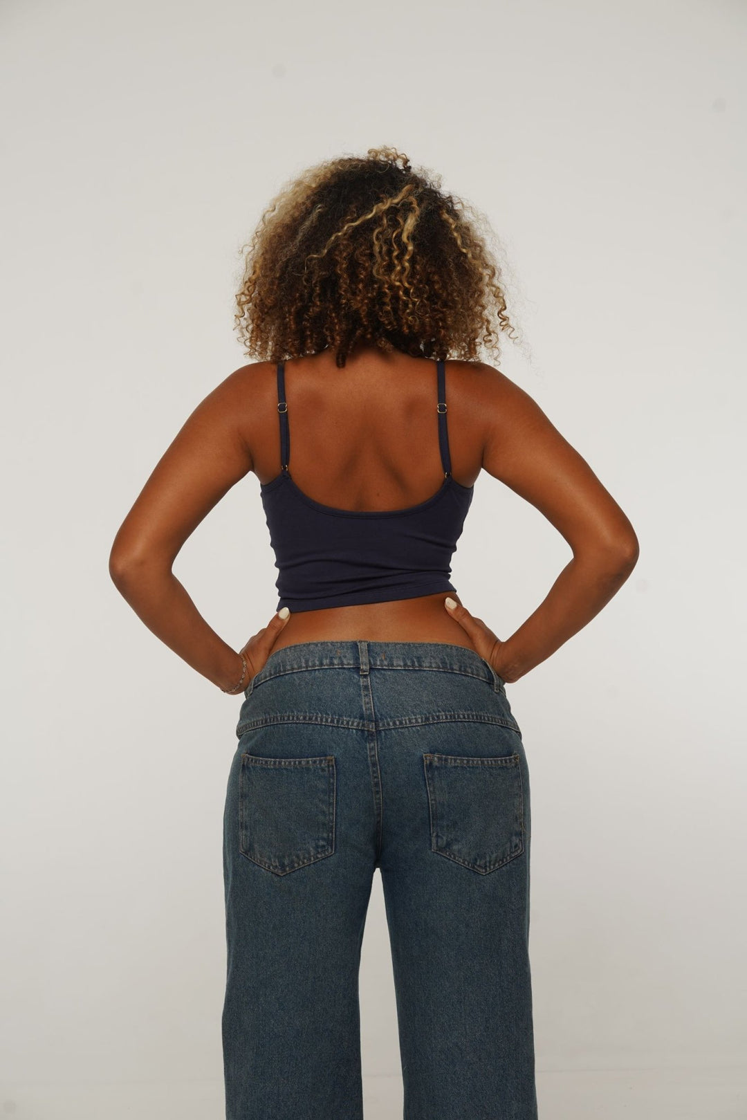 Scoop Crop Vest in Navy - Manners London