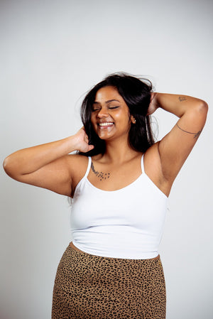 Scoop Crop Vest in White - Manners London