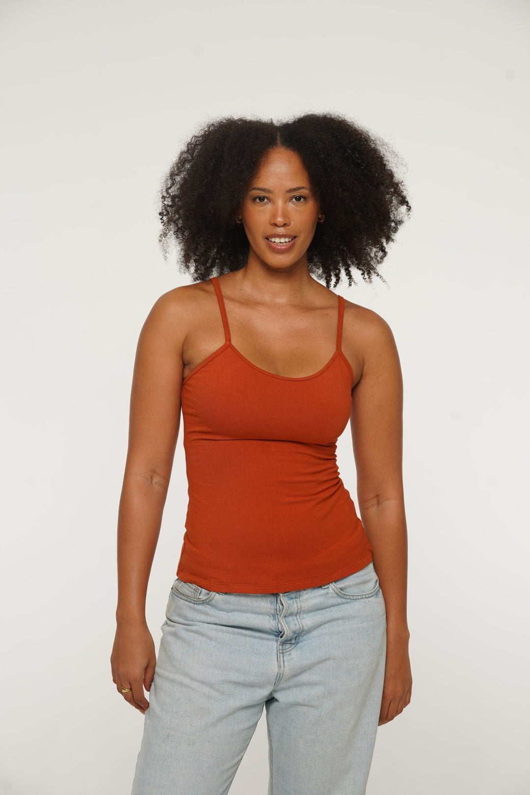 Scoop Full Length Vest in Burnt Orange - Manners London