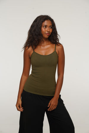 Scoop Full Length Vest in Khaki Green - Manners London
