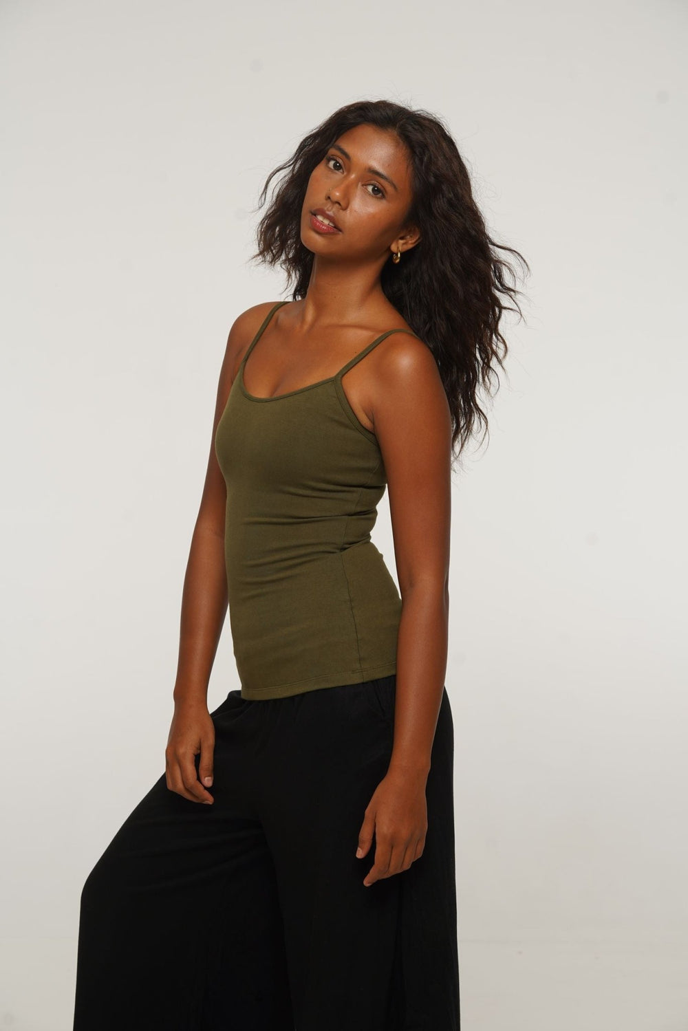 Scoop Full Length Vest in Khaki Green - Manners London