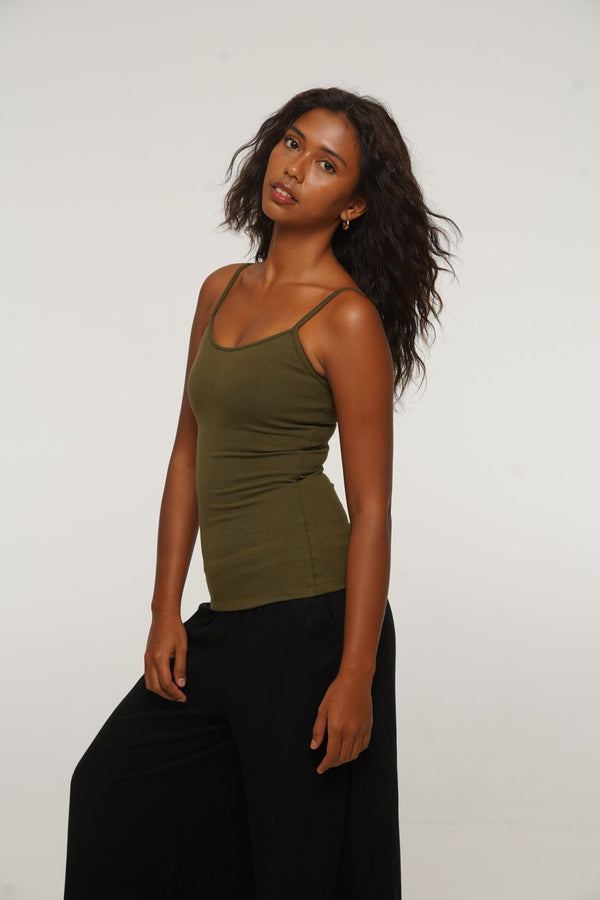 Scoop Full Length Vest in Khaki Green - Manners London