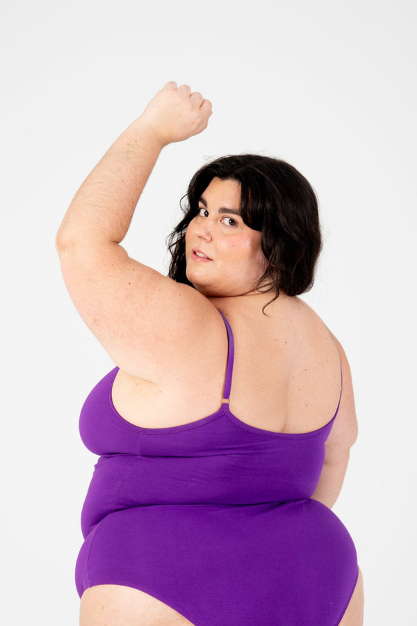Scoop Vest Bodysuit in T.Purple - Manners London