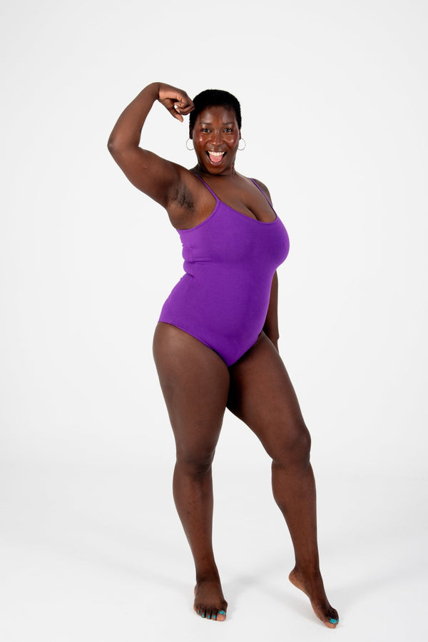 Scoop Vest Bodysuit in T.Purple - Manners London