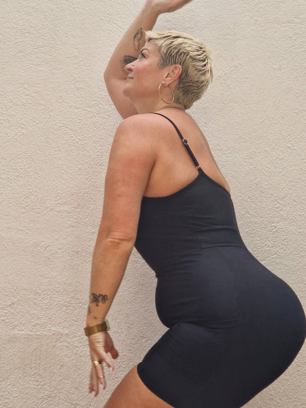 Scoop Vest Playsuit in Black - Manners London