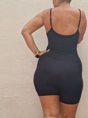 Scoop Vest Playsuit in Black - Manners London