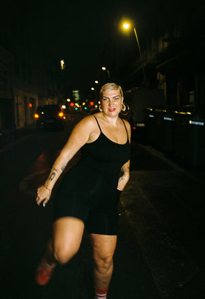 Scoop Vest Playsuit in Black - Manners London