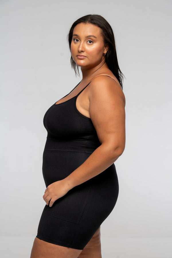 Scoop Vest Playsuit in Black - Manners London