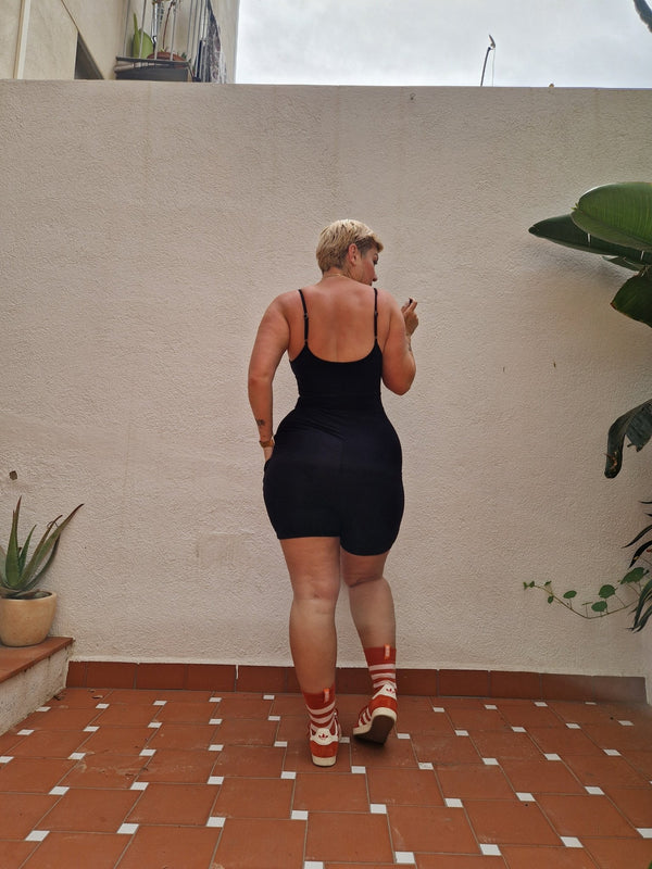 Scoop Vest Playsuit in Black - Manners London