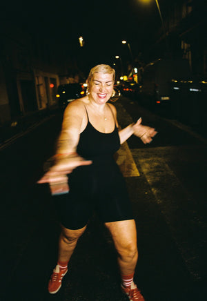 Scoop Vest Playsuit in Black - Manners London