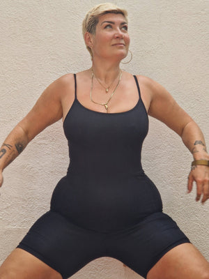 Scoop Vest Playsuit in Black - Manners London