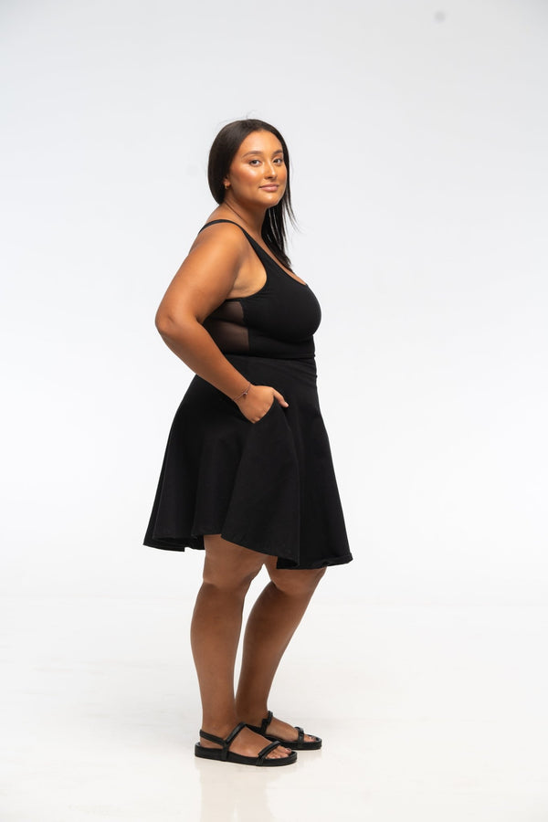 Shinni Mesh Back Jola Mini Dress in Black - Manners London