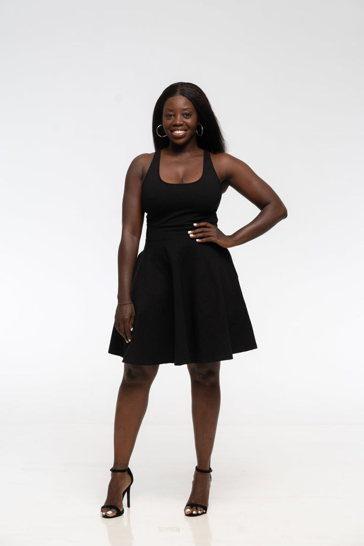 Shinni Mesh Back Jola Mini Dress in Black - Manners London