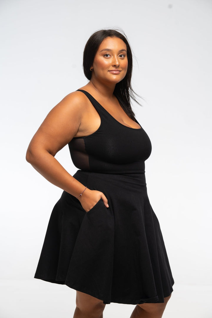 Shinni Mesh Back Jola Mini Dress in Black - Manners London
