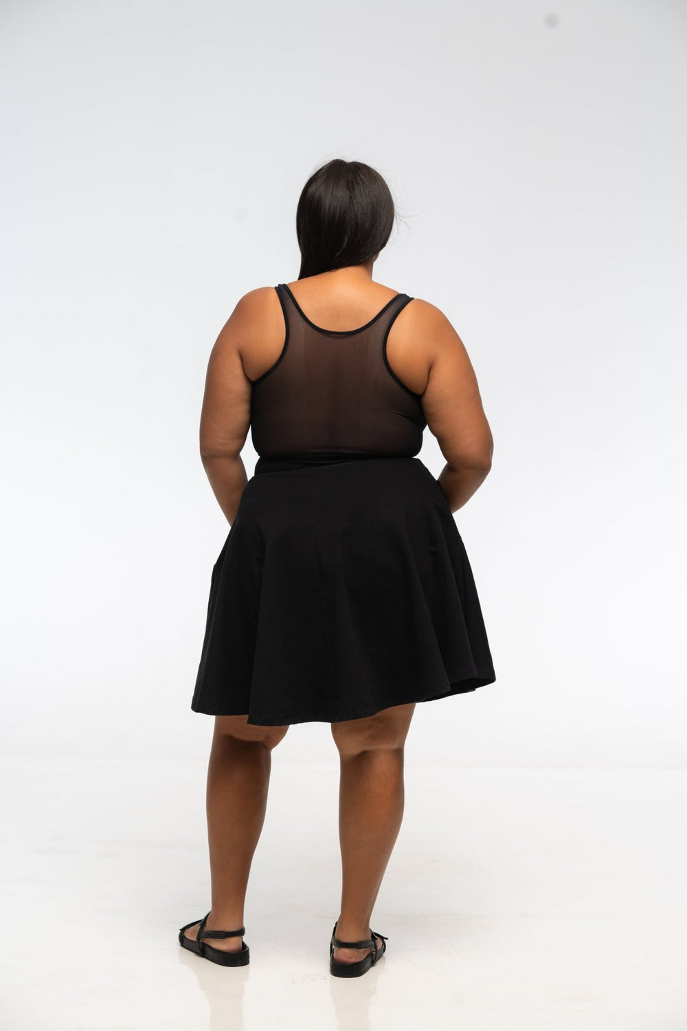 Shinni Mesh Back Jola Mini Dress in Black - Manners London