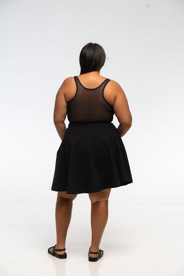 Shinni Mesh Back Jola Mini Dress in Black - Manners London