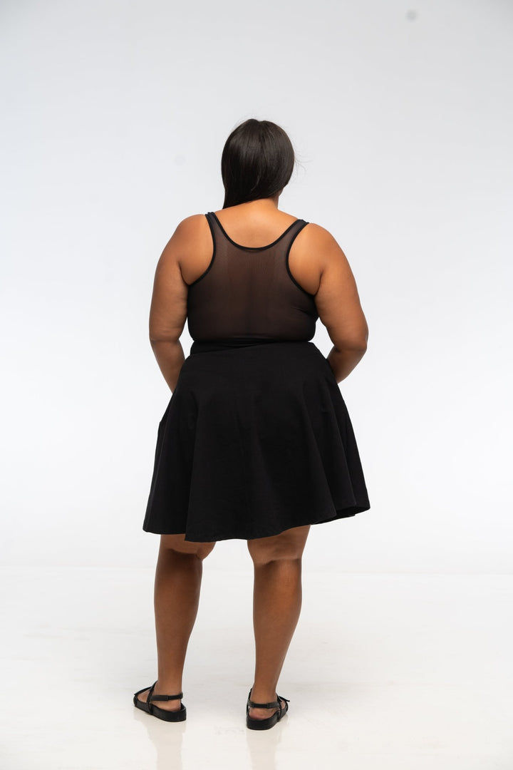 Shinni Mesh Back Jola Mini Dress in Black - Manners London